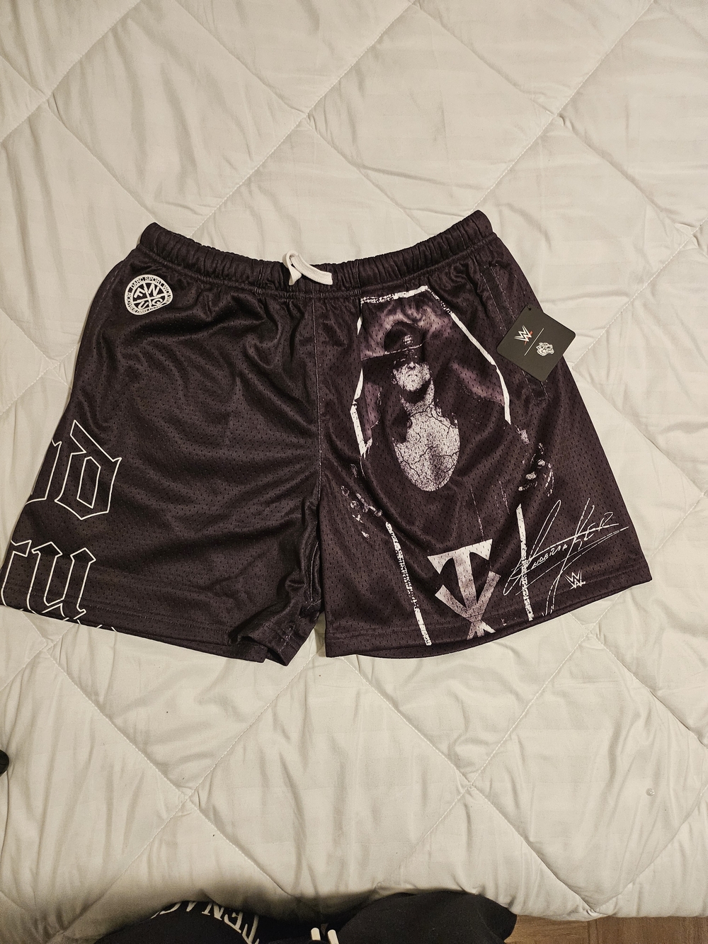 Darc Sport X WWE Undertaker Black Mesh Athletic Shorts with White Accents
